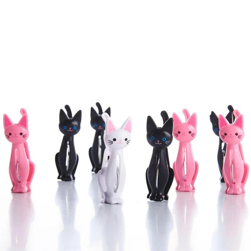 4 Pcs/set Creative Cat Cartoon Clip Strong Plastic Clothes-pin Shape Receive A Sock Hanging Peg Clamps Laundry Photo Holder.