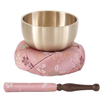 Naamukuma-chan Workshop Sakura Pattern Japanese-made Orin Set: Orin (bell) + Bell Stick + Cushion, 2.3 Inches (7cm Diameter), 004. Pink