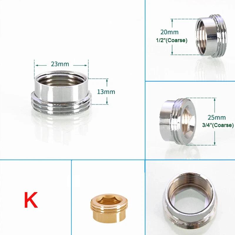 1~10Pcs 20/22/24mm  To 1/2" 3/4" Brass Faucet Aerator Adapter Connector Tap Fitting Connector  Male & Female  Fine/Coarse Tooth