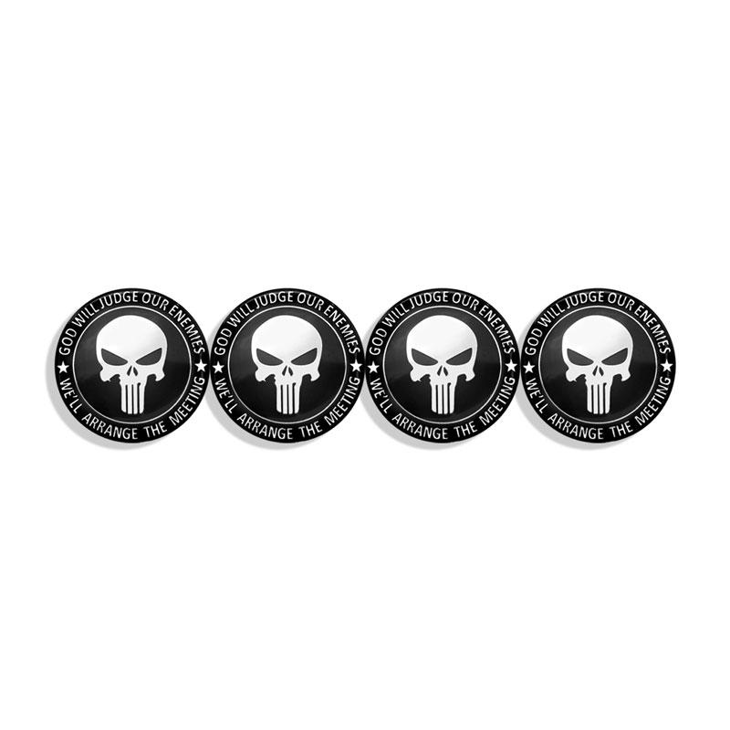 Car Decor 4pcs 56mm Skull Logo Car Wheel Center Hub Cap Aluminium Sticker For Universal Cars Styling Accessories