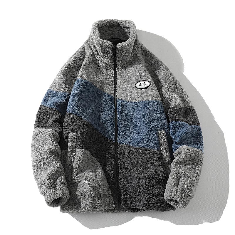 

Winter Fashion Lamb Fleece Cotton Clothes Contrast Color Plus Fleece Coat Outdoor Fleece Coat 3XL