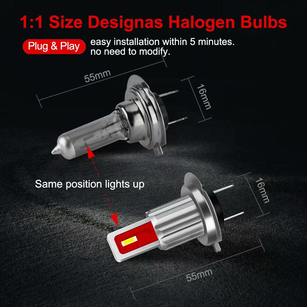 2Pcs H7 Led Bulb Fog Lights CSP Chips 3000K 6000K 8000K 12V White Blue Amber Day Running Car Lamp Auto Light 24V