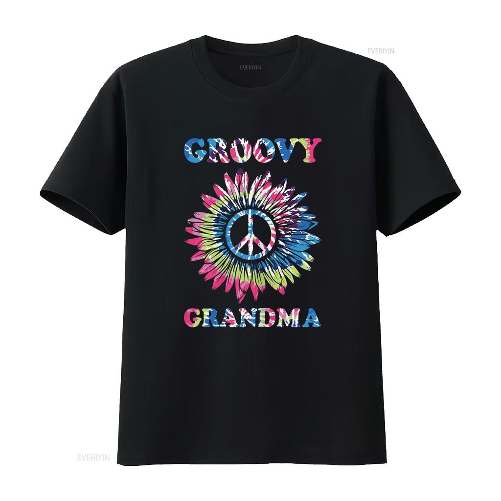 Groovy Grandma Vintage Tie Dye Peace Sign T Shirt vintage Washed Breathable Casual Slightly Top For Everyday Wear Versatile
