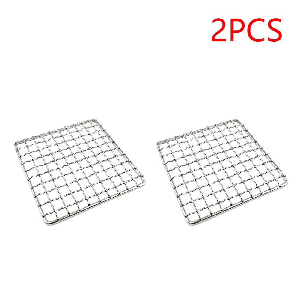 1-5PCCamping Grill Grate Stainless Steel Mesh Grill Bushcraft Grill Camping Rack for Fire Cooking BBQ Backpacking Campfire Rated