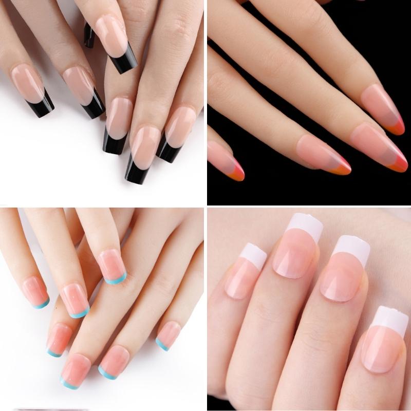 600x/Box French Tip False Nails Press On Nail Almond False Nails Full Cover Stick On Nail  Ballerinas Artificial Nails