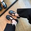 Fashion IPPEUM Mary Jane Shoes Women Black pu Leather Buckle Round Toe Low Heel Loafers Shoes