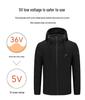Men's USB Heated Slim Fit Cotton Jacket, Korean Style, Hooded, Zone 5 Smart Heating, Padded, Warm Outerwear.