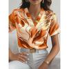Women's Elegant Marble Print Short-sleeved Shirt Spring and Summer