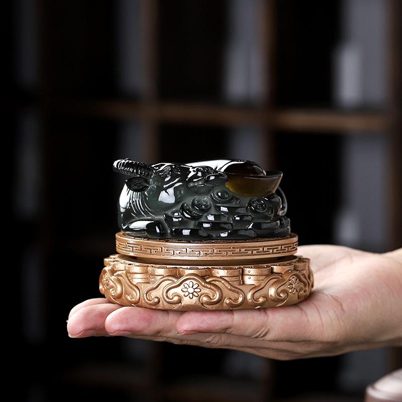 Ox Color-changing Tea Pet Ornament Exquisite Tea Table Handmade Decorations Cartoon Tea Pets Resin Handicrafts Home Decoration
