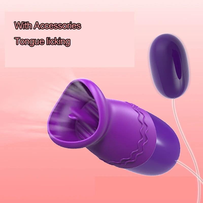 Vagina Massage G Spot Clitoris Stimulator Tongue Oral Licking Vibrator Powerful Sex Toys for Women Double USB Vibrating Egg