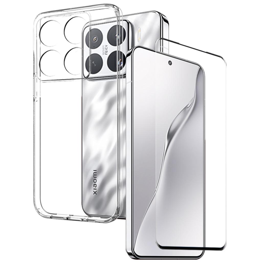 NORTHJO For Xiaomi 15 Pro TPU Phone Case+3D Curved Tempered Glass Film (Support Fingerprint Unlock)