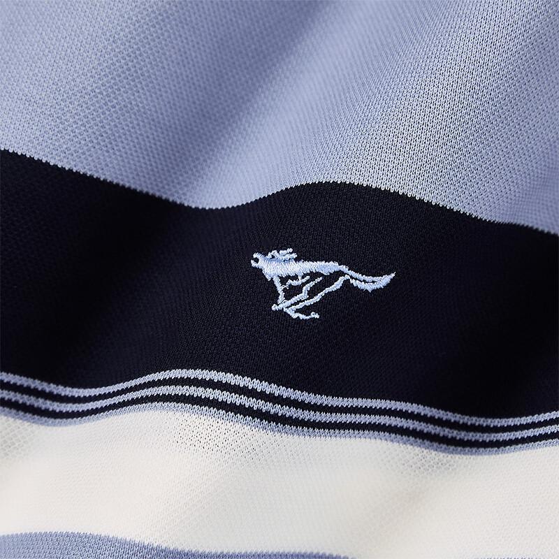 Septwolves Men's Mercerized Cotton Striped Polo T-shirt