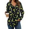 Women's Fashion Hoodies V Neck Long Sleeve Christmas Printed Drawstring Casual Loose Pullover Tops