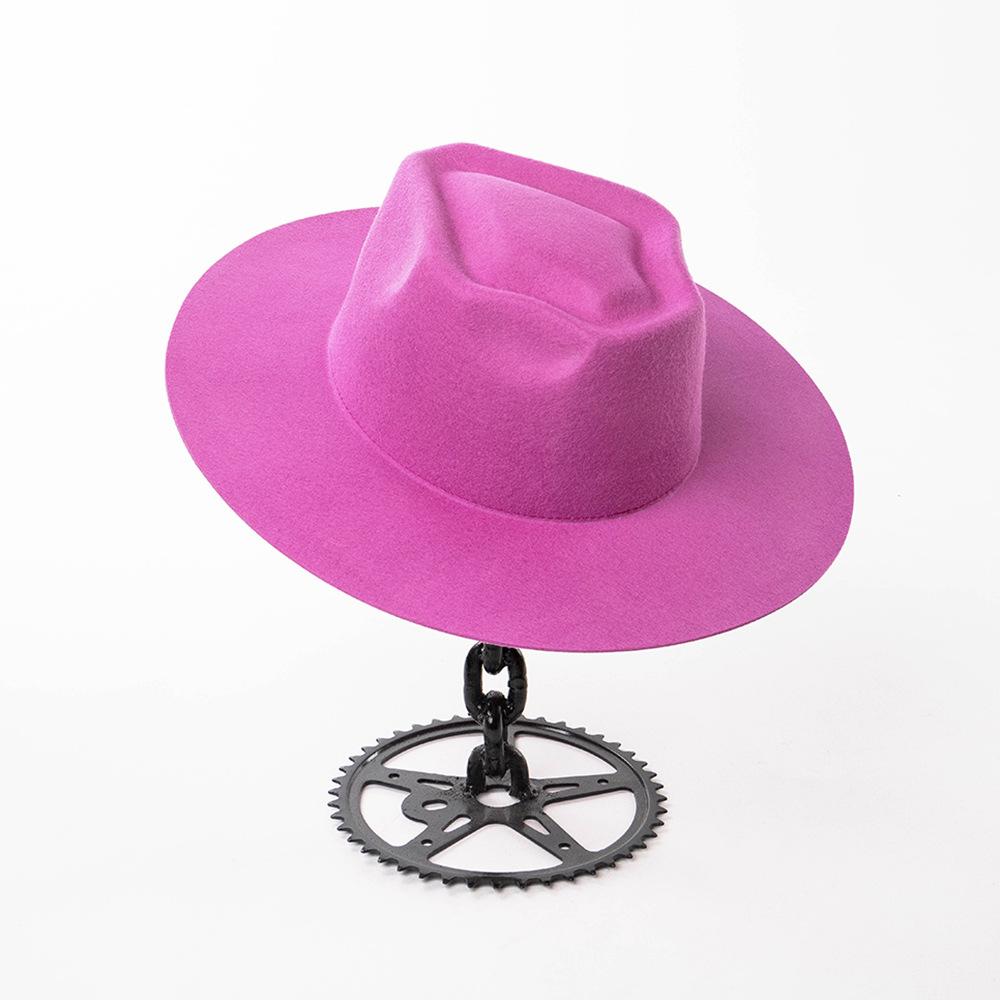 100% Wool Western Fedora Hat Women Men Autumn Winter Casual Felt Cowgirl Hat Outdoor Sunshade Warm Concave Shape Fedoras Top Hat