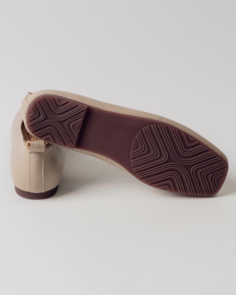 Ballet Flats with Chain Anna Lucci 19641 36 Beige Leather