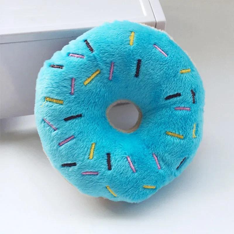 1pc Dog Interactive Toy Soft Donuts Plush Pet Toys Chew Dogs Toy Cute Puppy Squeaker Sound Toys Funny Puppy For Small Medium Dog