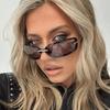 2000'S Retro Small Square Sunglasses For Women Fashion Rimless Sun Glasses  Wrap Around Transparent Eyewear Gradient Shades