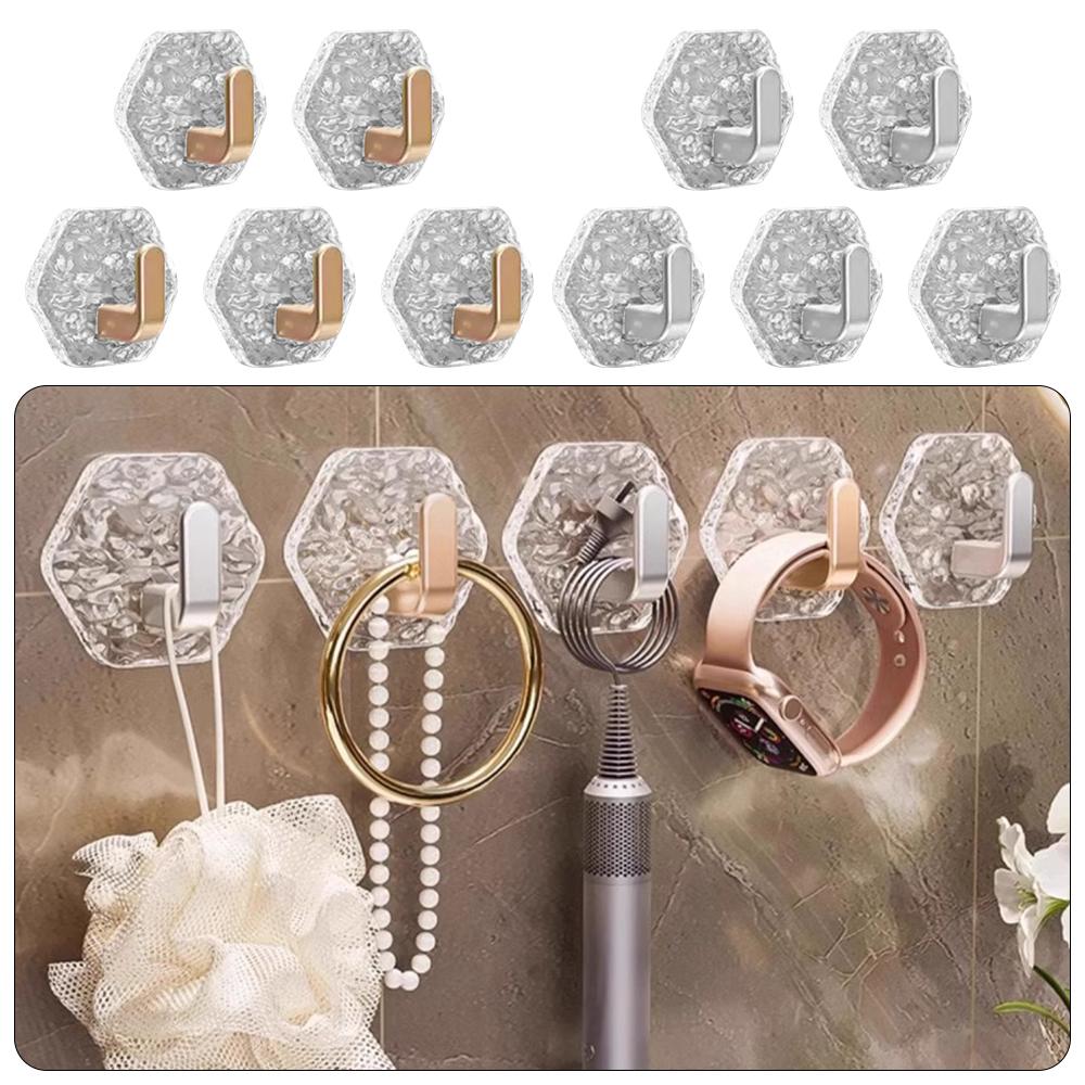 5pcs/set Hexagonal Punch-free Hooks No Trace Home Interior Hooks Self-Adhesive Hooks  Dormitory