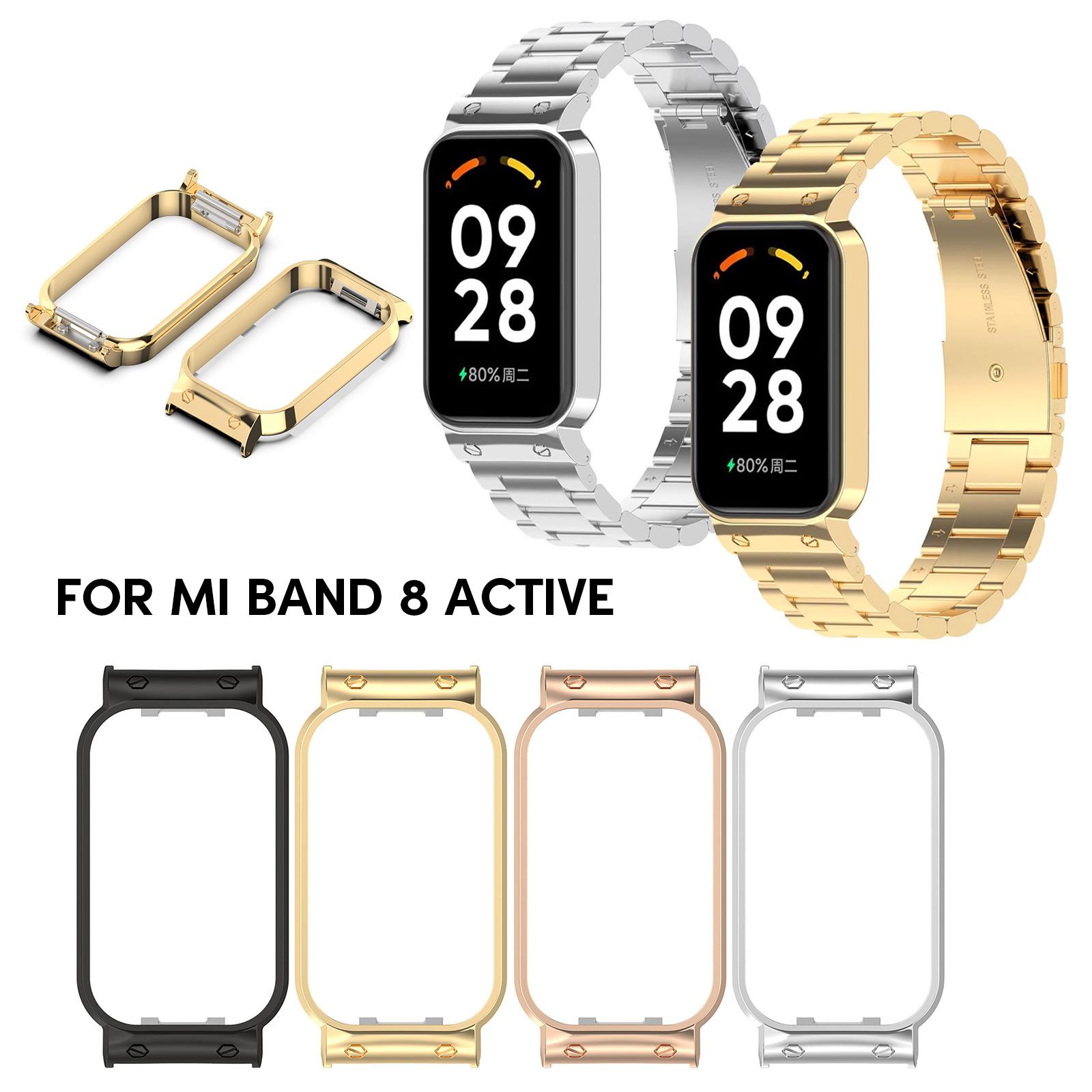 

Защитный чехол из нержавеющей стали, стильный сменный чехол для браслета Watch Band 8 Active, защитит ваше устройство и обеспечит его безопасность серебряный