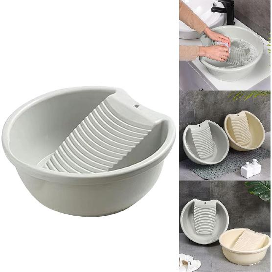 Washboard Basin for Hand Washing Clothes,Washboard Laundry for Handwashing,Washboard Basin,Plastic Non-Slip Washtub with Integrated Washing