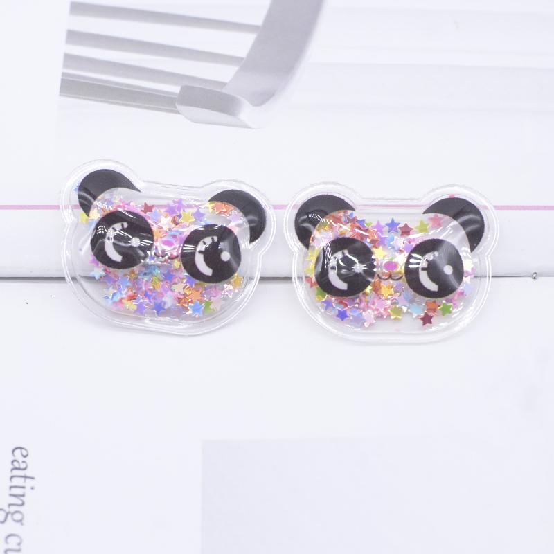 12Pcs 36*28mm Transparent Plastic Filling Sequins Panda Applique for DIY Baby Headdress Hairpin Band Decor Accessories Patches