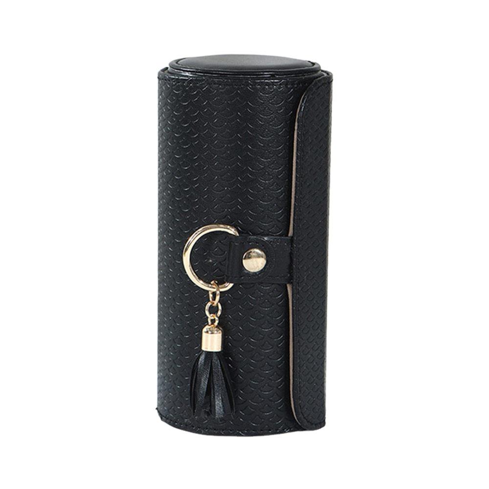 

New PU Leather Travel Jewelry Case Multifunctional Portable Small Jewelry Box Three-layer Cylindrical Jewelry Storage Box чёрный