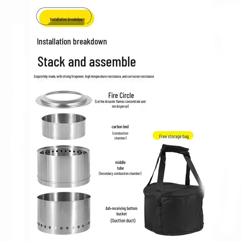 Aisheng Outdoor Stainless Steel Foldable Wood Burning Camping Stove