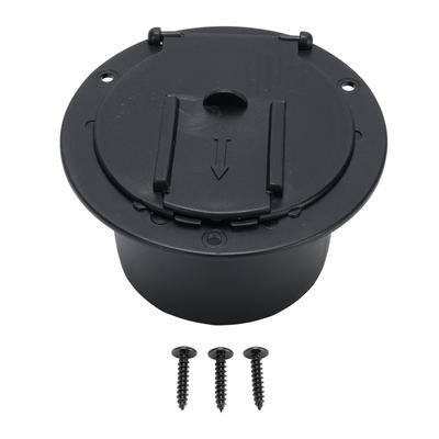 RV Power Cord Hatch Cover Protective Weatherproofing Easy Installation for Travel Tent Trailer Motorhome Garage Black