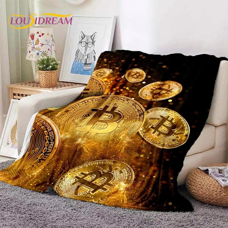 Bitcoin Virtuelle Währung NFT Weiche Flanelldecke für Betten Schlafzimmer Sofa Picknick, Überwurfdecke zum Zudecken Outdoor Freizeit Nickerchen Geschenk