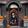 Day of The Dead Door Cover Dia De Los Muertos Boor Banner Backdrop Sugar Skull Rose Altar Mexican Fiesta Party Decorations