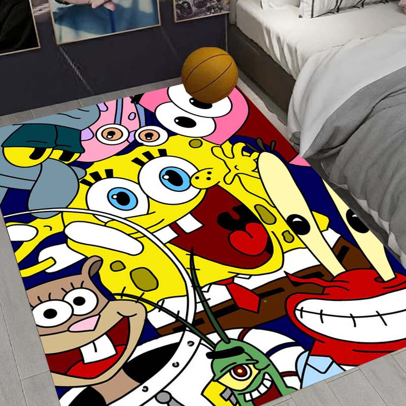 

Customizable home décor cartoon SpongeBob SquarePants rug, suitable for bedrooms, living rooms, sofas, camping, and picnics. 60x90cm