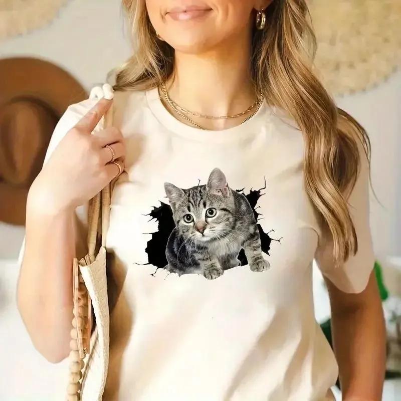 Summer Women's T-shirt Creative Printed Short Sleeved T-shirt Fashionable Comfortable Soft Breathable cotton T-shirt