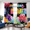 2pcs Seamless Border With Colorful Flower Patterns Watercolor Falling Leaf Prints Curtains For Living Room Bedroom For Home Deco