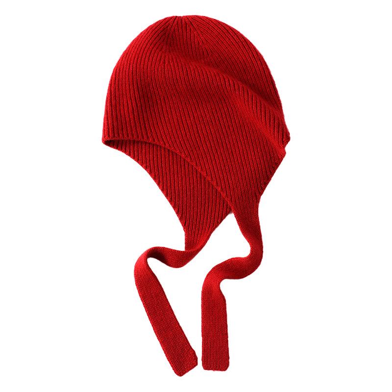 Cashmere Autumn and Winter New Solid Color Women's Warm Ear Protecting Lei Feng Hat Pullover Knitted Casual Hat