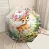 1PC Deer Flowers Umbrella-8-Rib Reinforced, Automatic Open, Lightweight & Durable, Fashion Accessory for Outdoor, H0355