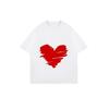 Women's Short-Sleeve T-Shirt with Red Brushstroke Heart Print