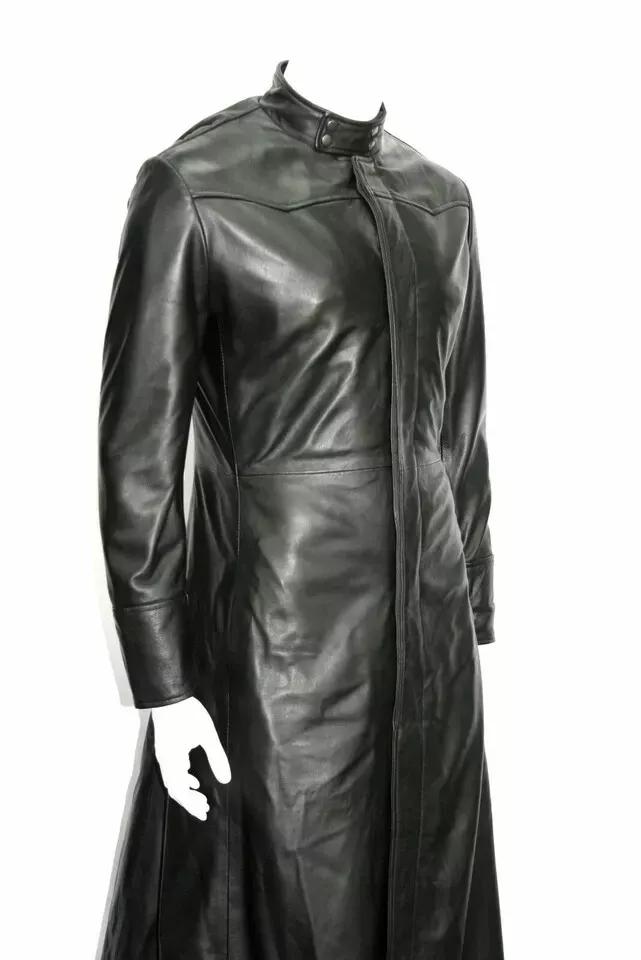 Black Soft Handmade Trench Coat Long New Stylish Men's Genuine Lambskin Leather