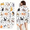 Serviette de plage Kawaii Chat Miaou Imprimé Plat Peau de Pêche Serviette de Bain Animale Drôle Vacances d'Été Serviette de Plage Sans Sable Couverture de Natation de Voyage
