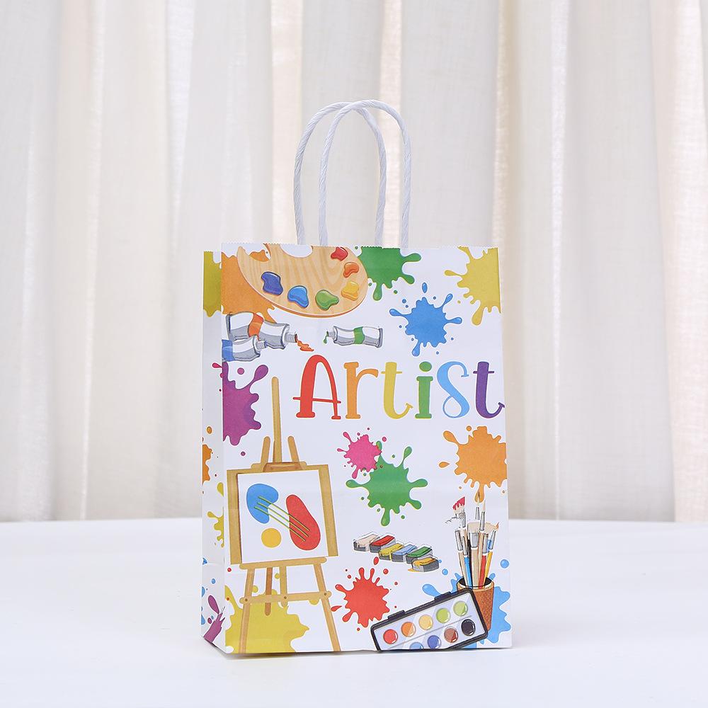StoBag 2026 NEW Painting Theme Paper Bag Art Gift Wrapping Bag for Sweets Party Favor Birthday Return Bags Kids Drawing Supplies