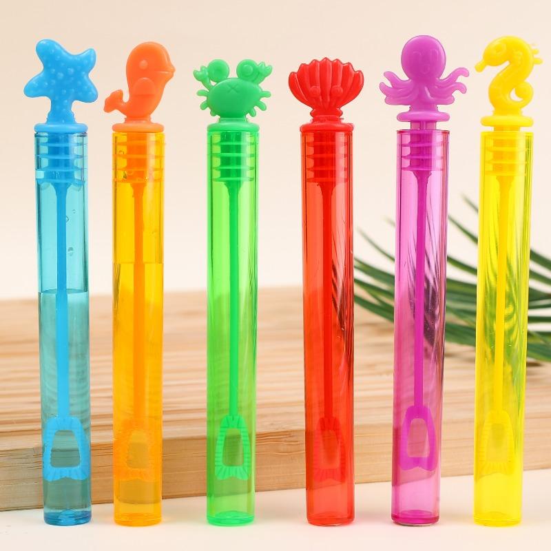 12/60x Marine Animal Mini Bubble Wands Summer Outdoor Gift Beach Toys or Indoor Bath Themed Birthday Party Colorful Bubble Stick