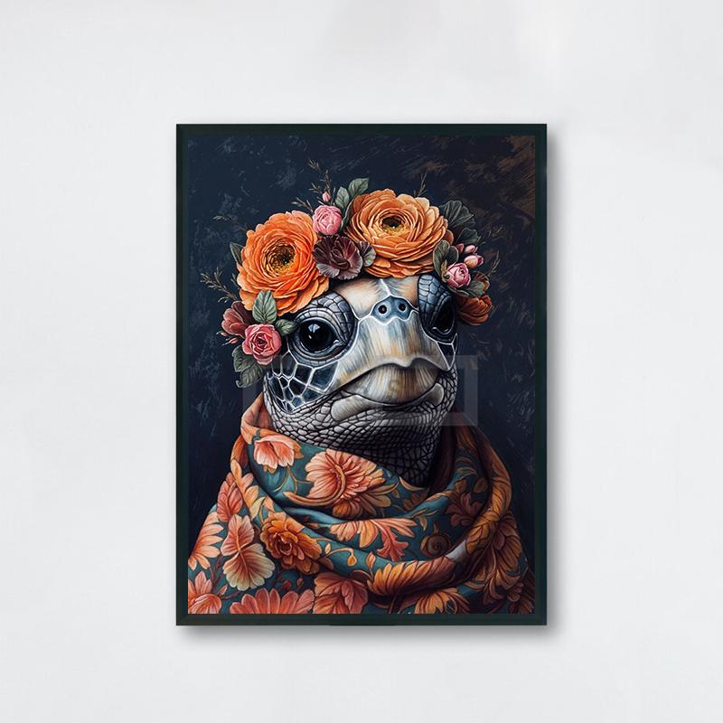 Vintage Animal with Flower Poster Dog Cat Rabbit Raccoon Garland Prints Canvas Painting Wall Art Pictures Home Room Nature Decor
