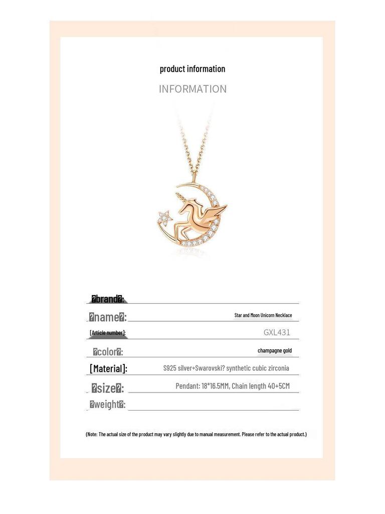 Unicorn Tears Star and Moon Sterling Silver Necklace - Perfect Christmas Gift for Her