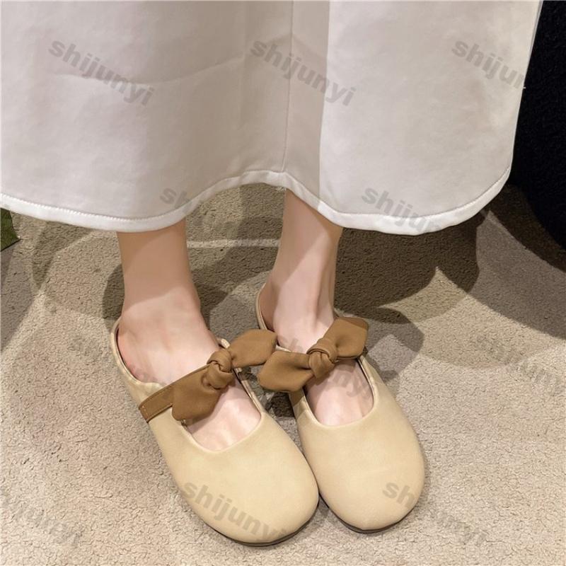 Fashion Women's Half Slippers 2025 Spring Summer New Outdoor Fashion Bow-knot Soft Sole Flats Lightweight Comfortable Non Slip Sandals