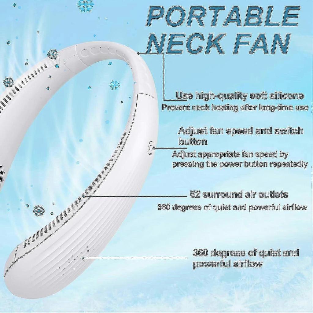 Portable Bladeless Neck Fan, Hand Free Leafless Neckband Fan, Rechargeable Wearable Personal Fan, Adjustable 3 Speeds_Dec 26s
