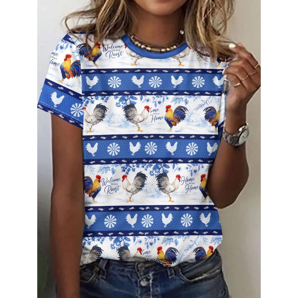 Cartoon animals funny women's T-shirt cartoon characters cute 3d printing T-shirt casual short-sleeved top