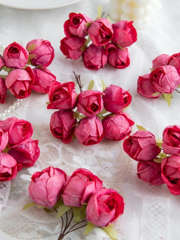 Artificial Flowers Silk Mini Bouquet High Quality Outdoor Garden Wedding Wreath Home Room Table Decora Scrapbook Bridal Diy Gift