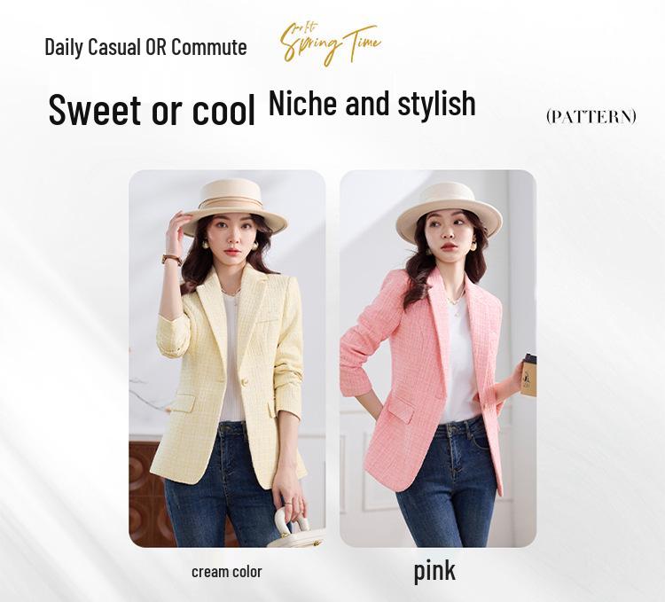 2026 Spring Pink Suit: High-End Casual Slimming Jacket for a Fresh, Trendy Look
