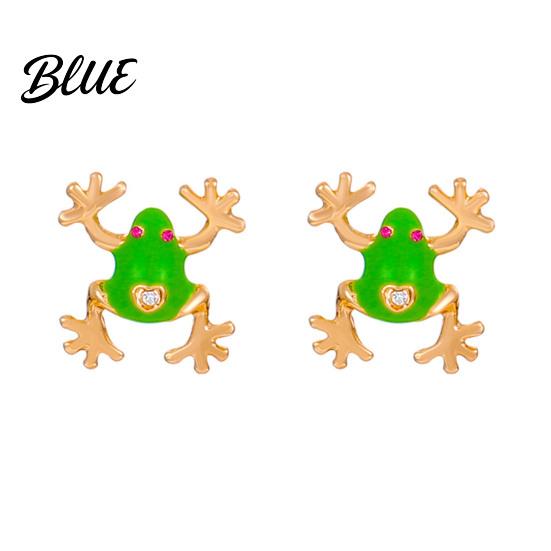 Animal Ear Accessories 46024 Pairs Frog-Shaped Earrings Sparking Rhinestones Inlaid