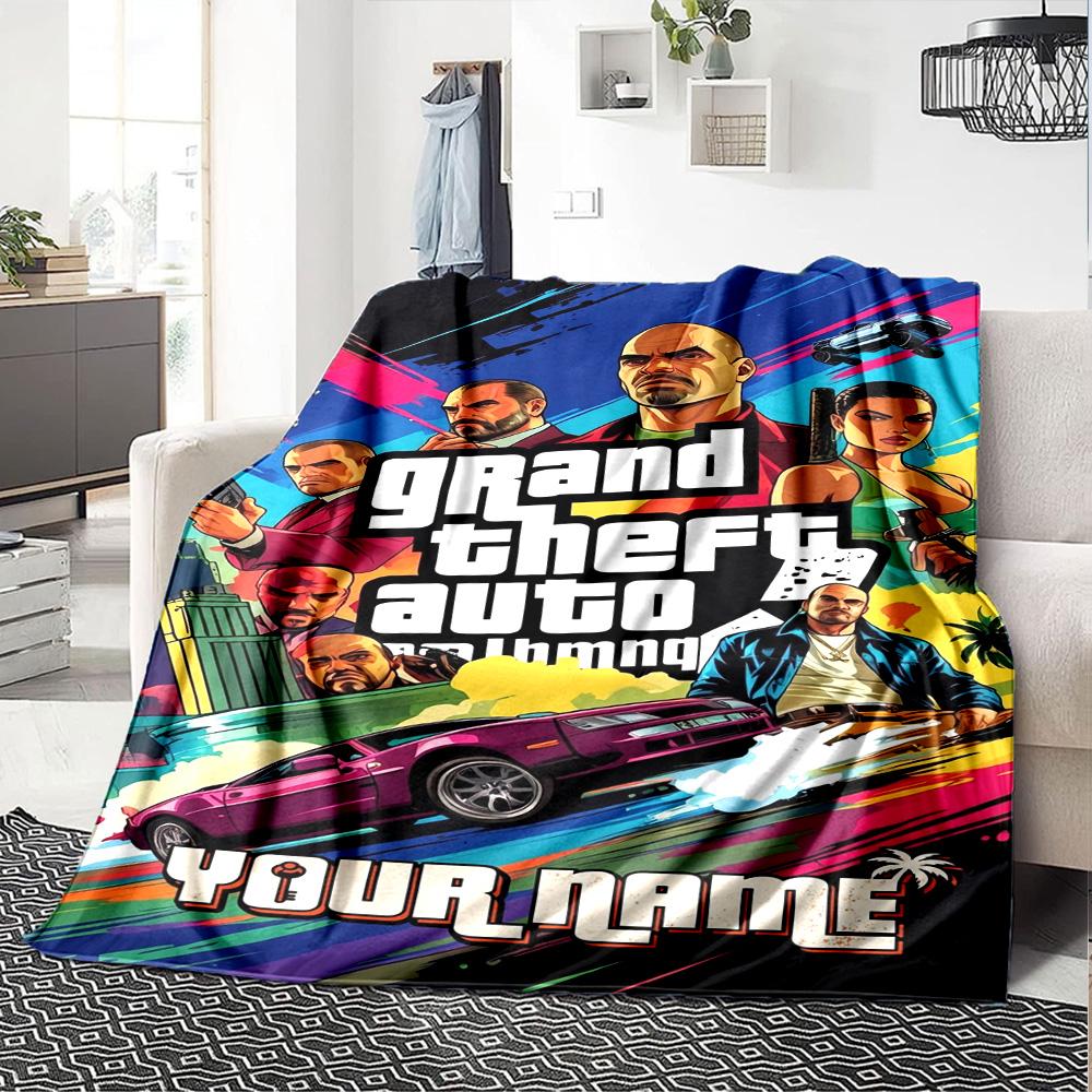 Grand Theft Auto Customize Your Name Blanket Gift Personalized Blanket Warmthful Decor Throw For Office Bedding Chair Home Decor for All Occasions