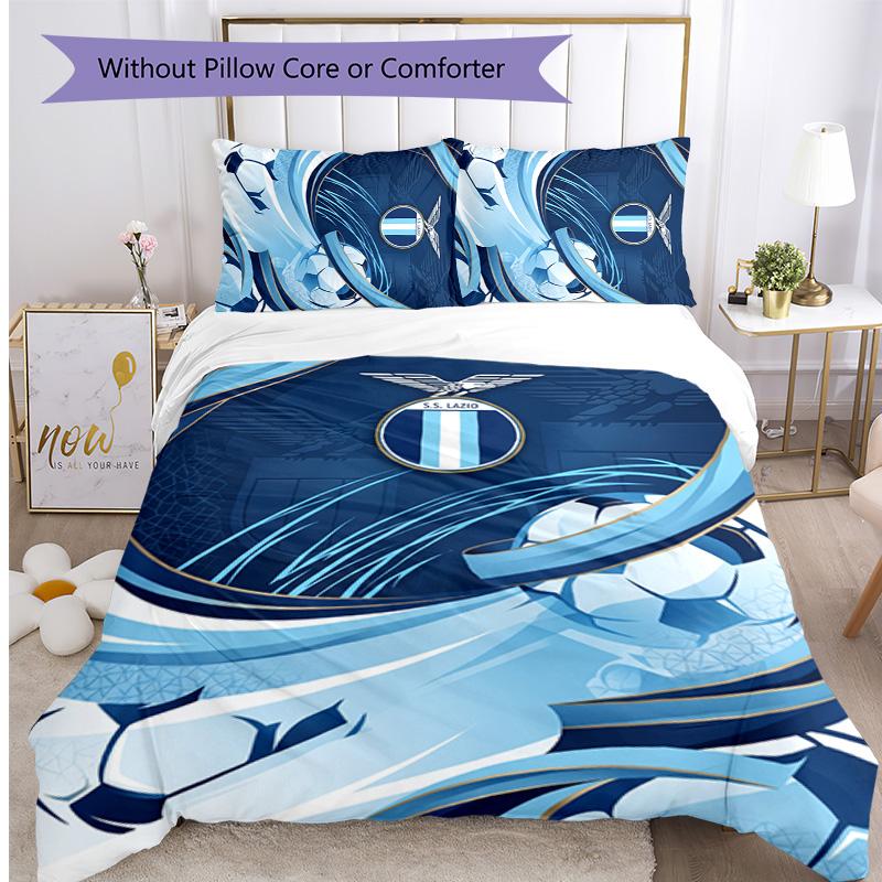 Lazio FC Printed 3PCS Bedding Set Breathable Duvet Cover with Pillowcases Decorative Bed Linen for Bedroom Home